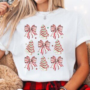 Cute Christmas Shirt, Christmas Tree Shirt, Christmas Bow Tee, Christmas Gift